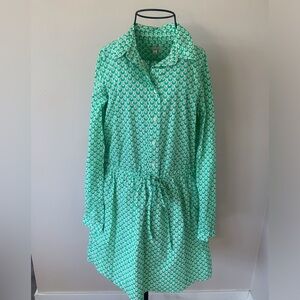 GAP Green Patterned Long Sleeve Dress